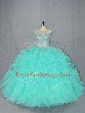 Organza Sleeveless Floor Length Sweet 16 Dresses and Beading