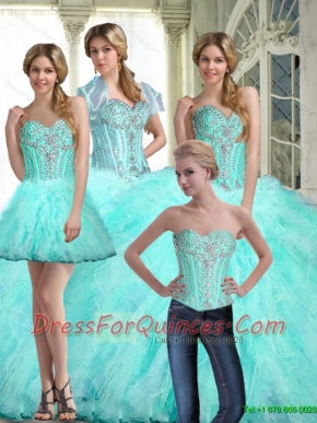 Popular Ball Gown Sweetheart 2015 Quinceanera Dresses with Ruffles and Beading