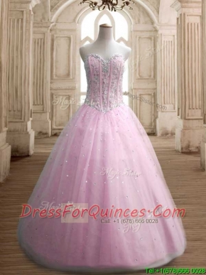 Most Popular A Line Baby Pink Sweet 16 Dress with Beading