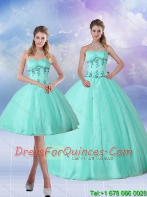 Perfect Apple Green 2015 Quince Dress with Appliques and Beading