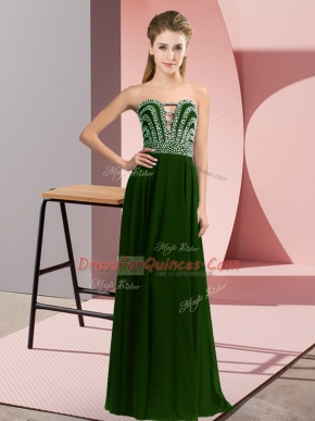 Olive Green Sweetheart Neckline Beading Prom Evening Gown Sleeveless Lace Up