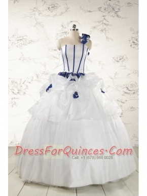 Elegant White One Shoulder Hand Made Flower Quinceanera Dress for 2015