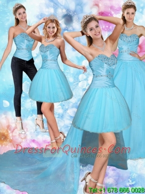 2015 Pretty Sweetheart Baby Blue Quinceanera Dress with Beading