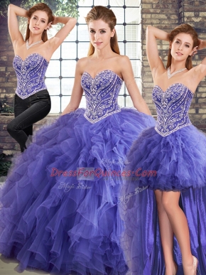Sleeveless Beading and Ruffles Lace Up Quinceanera Gowns