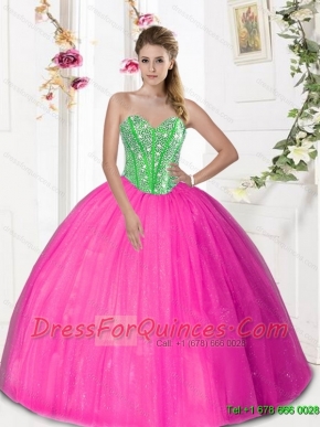 2015 Custom Made Sweetheart Quinceanera Dresses with Beading and Pick Ups