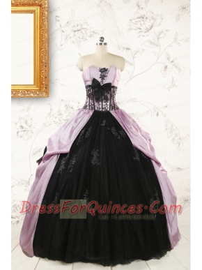 2015 Cheap Strapless Quinceanera Dresses with Appliques and Ruffles