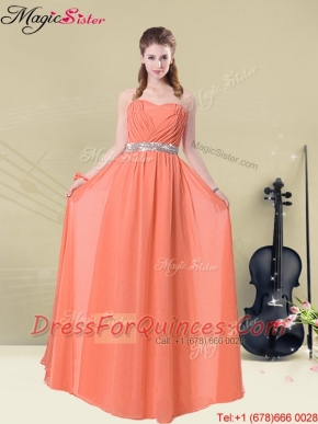 2016 Pretty Empire Sweetheart Prom Dresses with Ruching and Belt