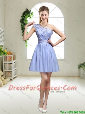 Perfect One Shoulder Appliques Junior Dresses in Lavender