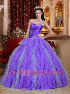 Strapless Ball Gown Tulle Sweetheart Lavender Best Quinceanera Dresses
