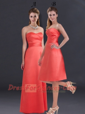 Empire Sweetheart Ruching Knee Length Dama Dresses for 2015