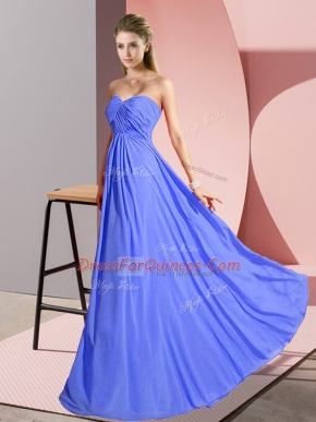 Glorious Empire Prom Gown Blue Sweetheart Chiffon Sleeveless Floor Length Lace Up