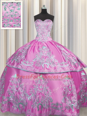 Dramatic Lilac Sleeveless Floor Length Beading and Embroidery Lace Up Sweet 16 Dresses