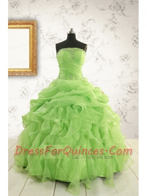 Perfect Green Quinceanera Dresses with Beading and Ruffles