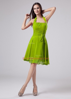 Smart Halter Top Sleeveless Zipper Green Chiffon