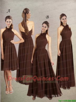 Halter Ruching Empire Hand Made Flowers 2015 Christmas Party Dress