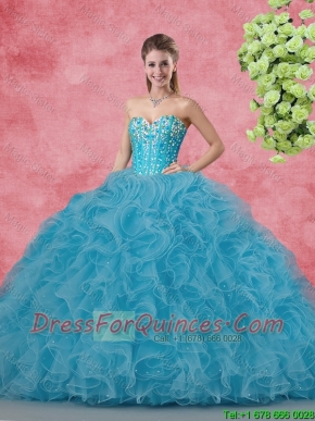 Wonderful Ball Gown Quinceanera Gowns with Beading and Ruffles for 2016