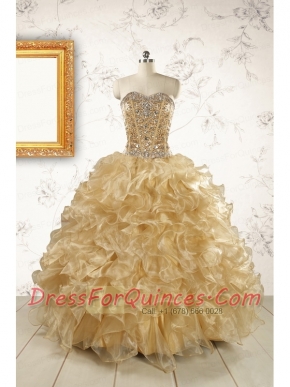 Luxurious Champange Quinceanera Dresses with Beading