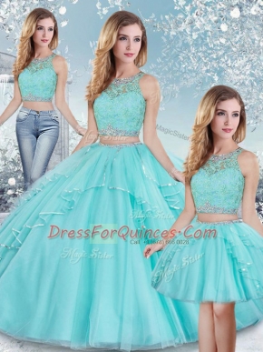 Stylish Sleeveless Clasp Handle Floor Length Beading and Lace and Sequins Quinceanera Dress
