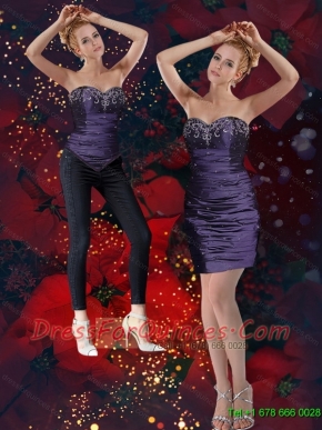 Detachable Brand New Sweetheart Beading Dark Purple Prom Dress for 2015