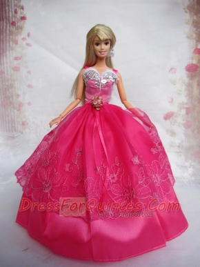 Popular Red Sweetheart Lace Party Clothes Fashion Dress for Noble Barbie