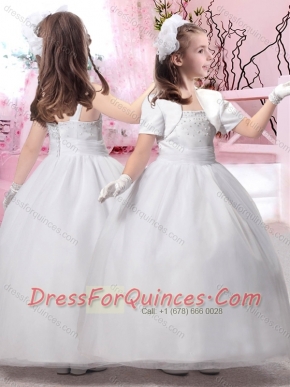 2016 Popular Square Ankle Length Adorable Little Girl Pageant Dress with Beading