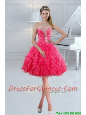 Sweetheart 2015 Cute Prom Dresses with Ruffles and Beading