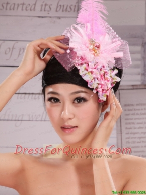 Headpices For Wedding Party With Imitation Pearls and Feather Decorate Tulle and Printing