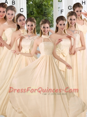 Empire Ruching 2015 Floor Length Dama Dresses