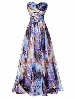 Multi-color Prom Dresses Prom and Sweet 16 and Beach with Beading and Ruching Sweetheart Sleeveless Side Zipper