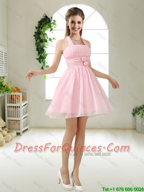 Latest Halter Top Chiffon Prom Dresses with Mini Length