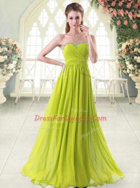 Designer Yellow Green Sleeveless Chiffon Zipper for Prom and Party