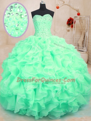 Sleeveless Beading and Ruffles Lace Up Quinceanera Dress