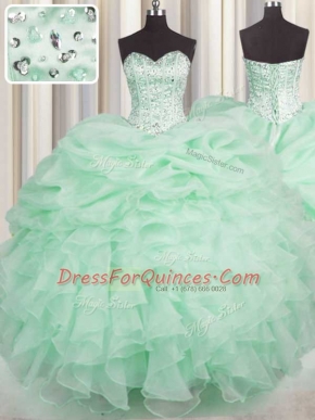Organza Sleeveless Floor Length Quinceanera Dress and Beading and Ruffles