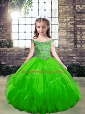 Sleeveless Beading Lace Up Pageant Dress