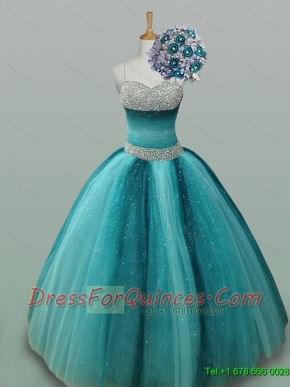 Beaded Spaghetti Straps Quinceanera Dresses in Tulle for 2015