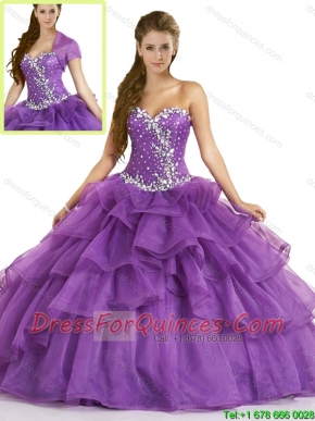 Elegant Purple Sweet 16 Dresses with Beading and Ruffles