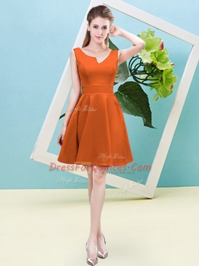 Orange Red Sleeveless Satin Zipper Dama Dress for Prom and Party and Wedding Party