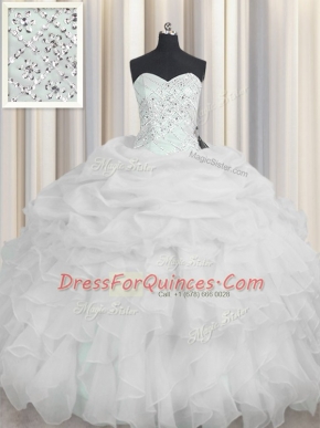 Dazzling Floor Length Ball Gowns Sleeveless White Ball Gown Prom Dress Lace Up