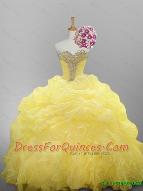 2015 Pretty Sweetheart Beaded Quinceanera Dresses with Ruffled Layers