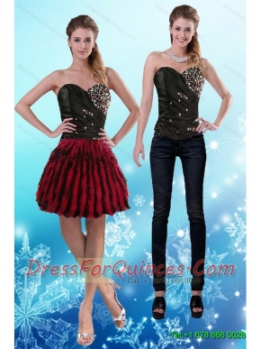 2015 Detachable Flirting Sweetheart Multi Color Prom Dress with Beading and Ruffles