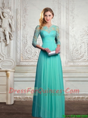 2016 Discount Spring Laced and Appliques Prom Dresses with 3/4-length Sleeves