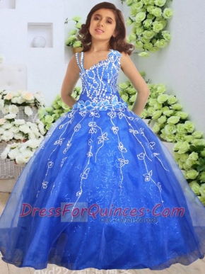 Asymmetrical Hot Sale Little Gril Pageant Dress with Beading and Appliques