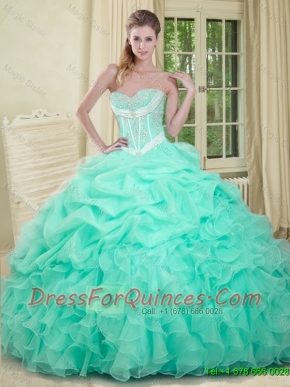 2016 Beautiful Beaded and Pick Ups Quinceanera Dresses in Apple Green
