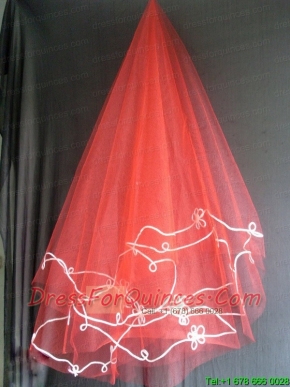 Red Tulle Wedding Veil