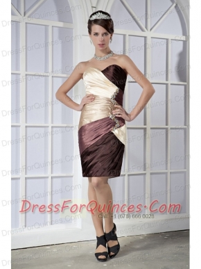 Prom Dress Colorful Column Sweetheart Mini-length Taffeta Beading