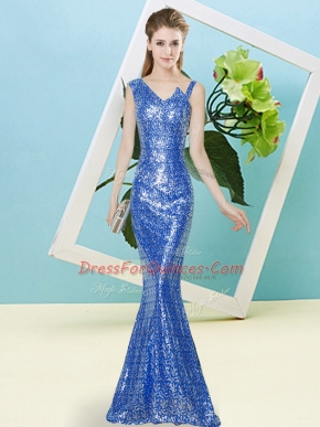 Sequined Sleeveless Floor Length Prom Evening Gown and Sequins