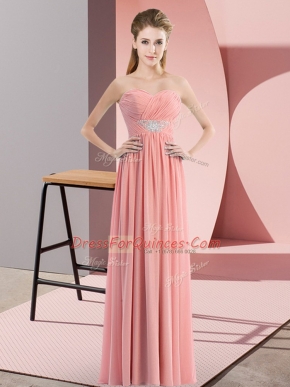 Great Watermelon Red Sleeveless Chiffon Zipper Prom Evening Gown for Prom and Party