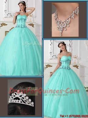 Perfect Beading Sweetheart Quinceanera Gowns in Green