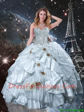 Pretty  2016 Sweetheart Appliques Quinceanera Dresses in White