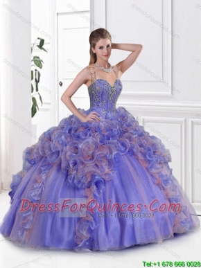 2016 Elegant Straps Beaded Sweet 16 Gowns in Multi Color